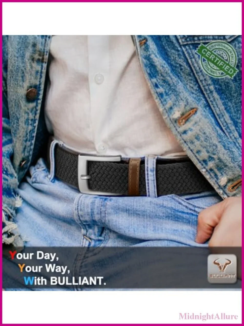 Woven Braided Stretch Web Belt 2 Pack for Men 1 3/8